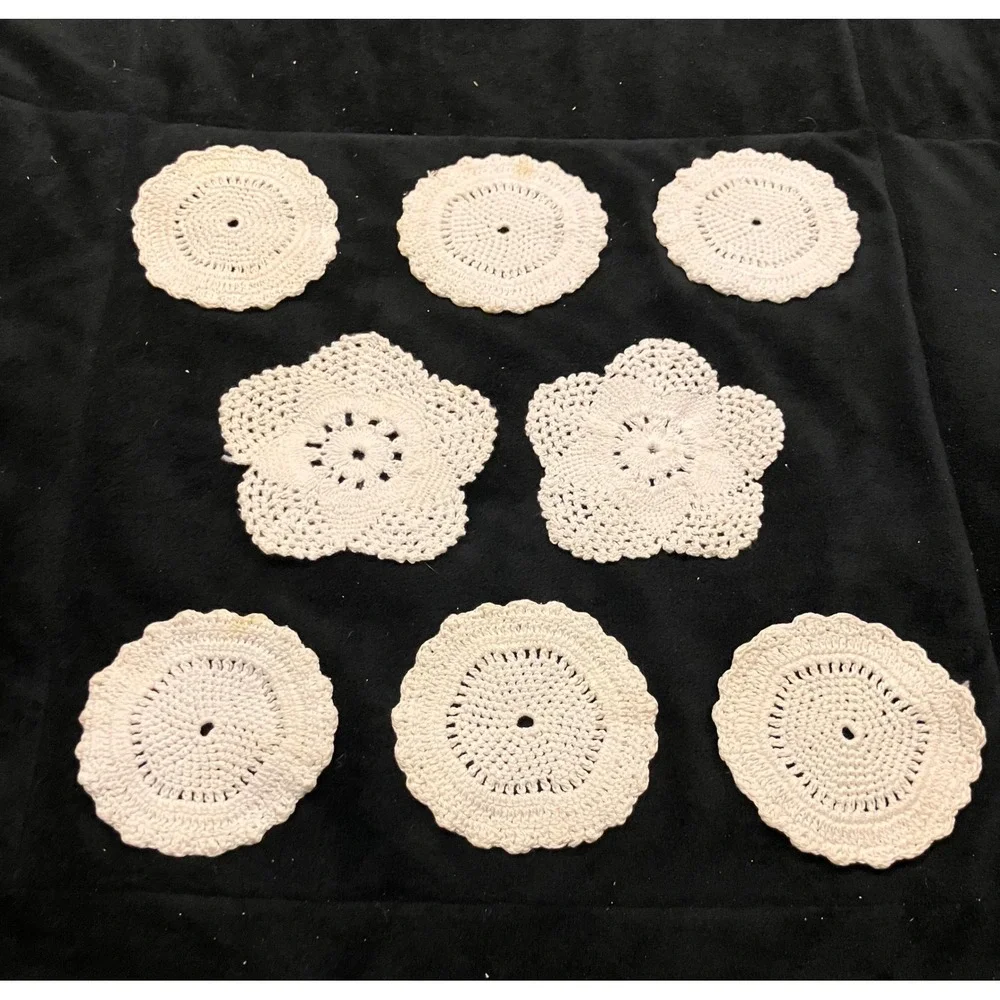Handmade Crochet Doilies White Set of 8 Handmade Vintage Style